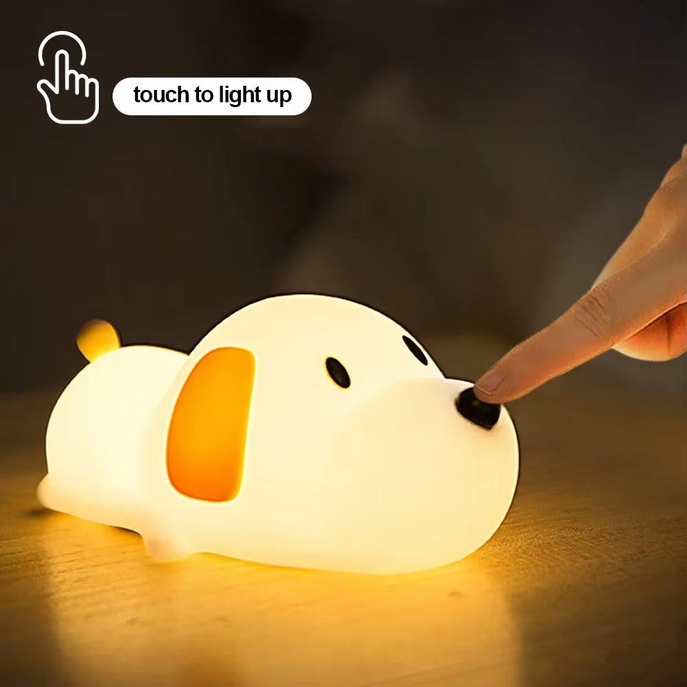 Cute Puppy Dog Touch Senor Night Light Silicone