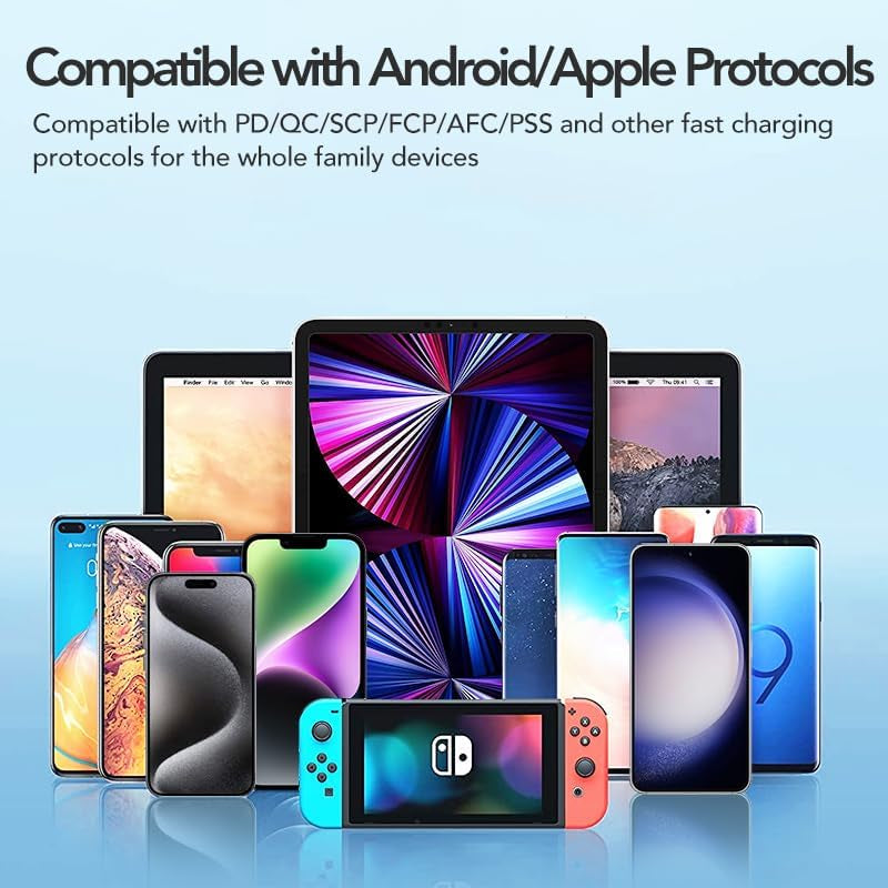 Retractable Car Charger, 4 in 1 Super Fast Car Phone Charger 60W