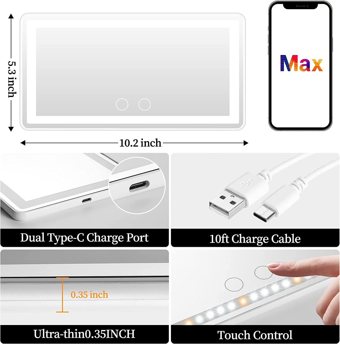 Car Sun Visor Vanity Mirror with Lights