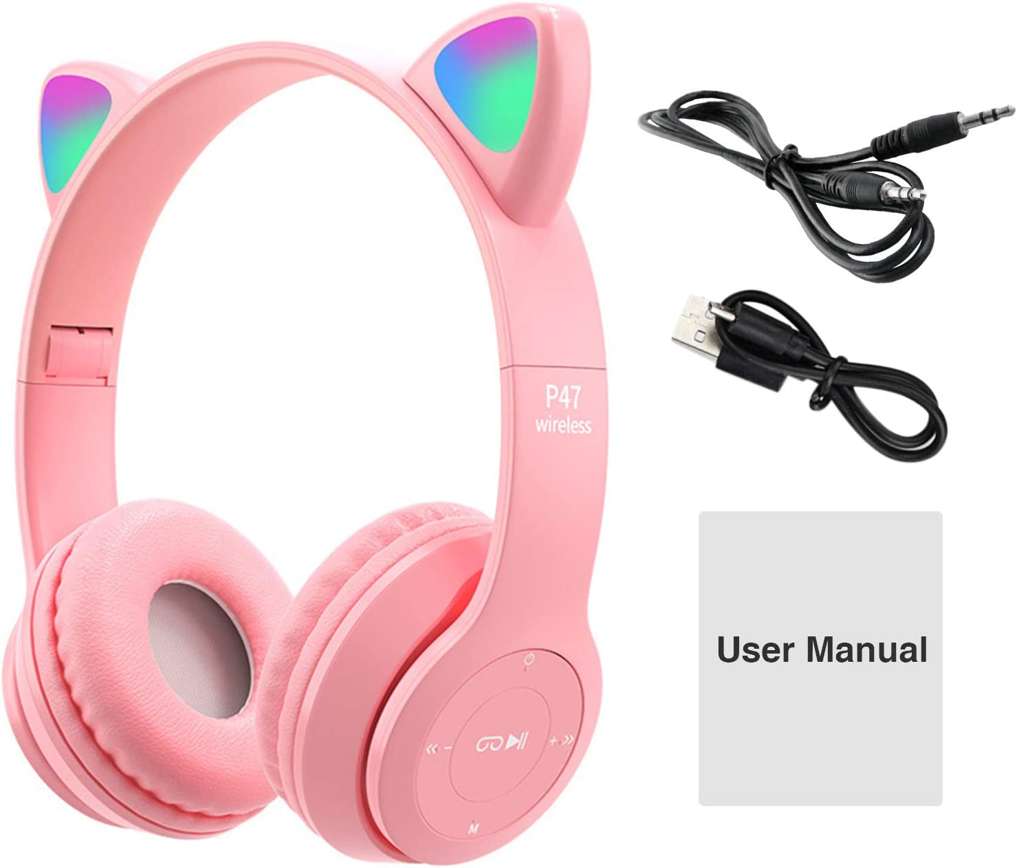 Nuevos Auriculares Oreja Gato Con LED Lindos Bluetooth 5.0