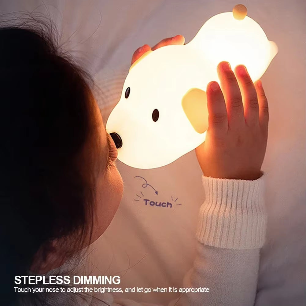 Cute Puppy Dog Touch Senor Night Light Silicone