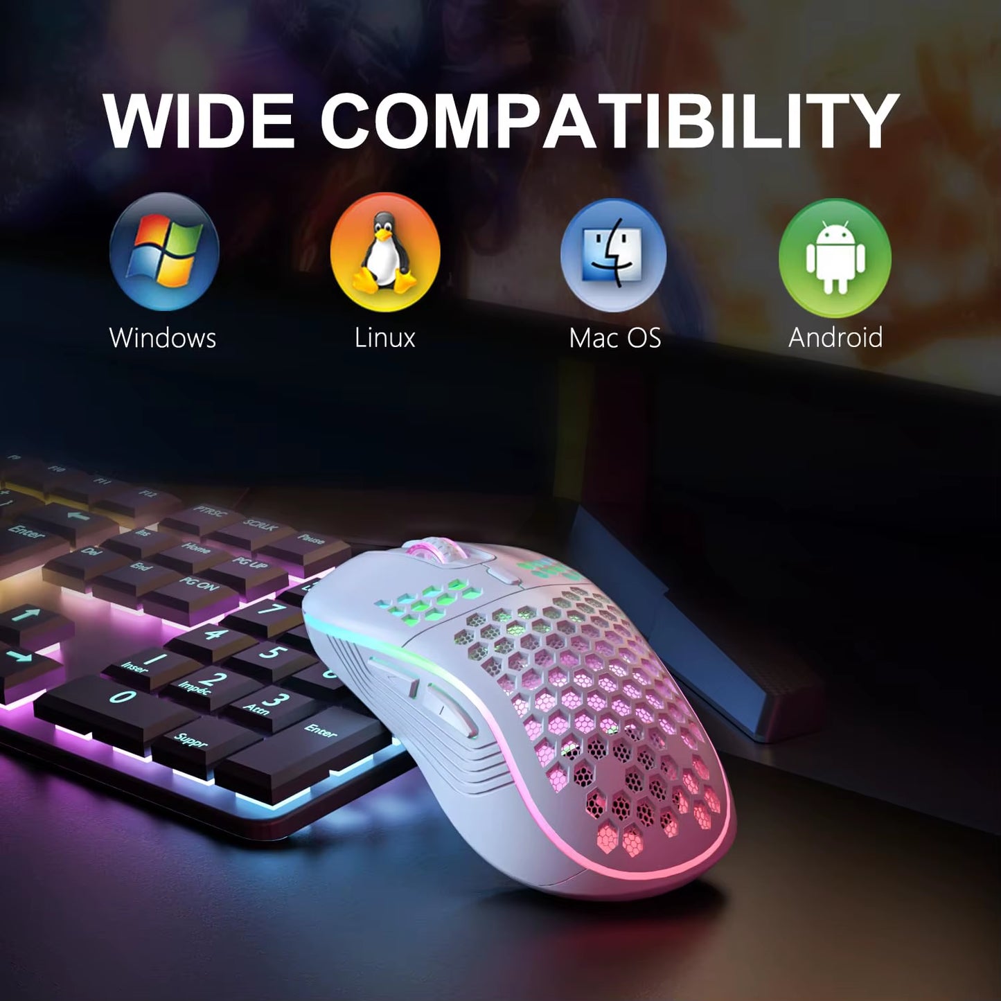 Wireless Mouse with RGB Backlit 6-Button 