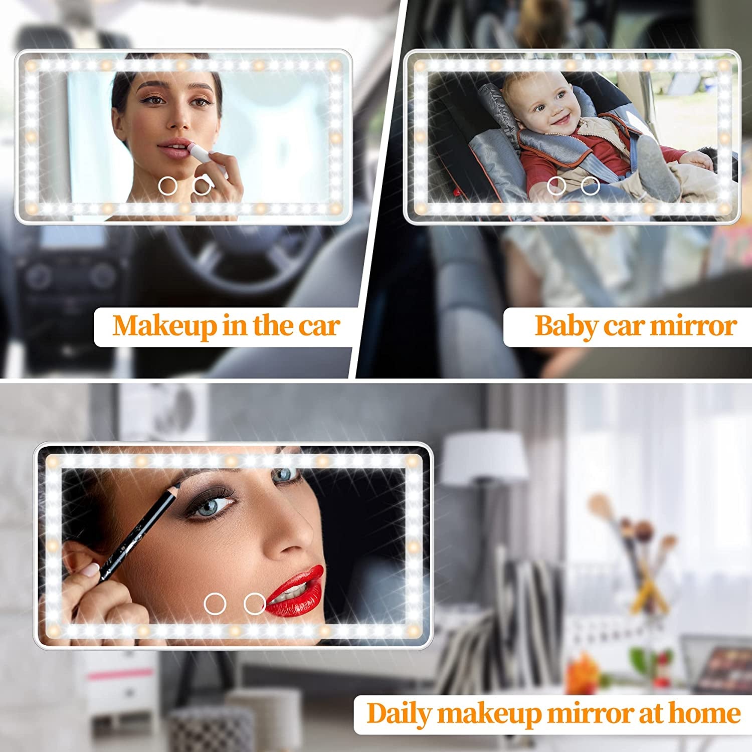Car Sun Visor Vanity Mirror with Lights