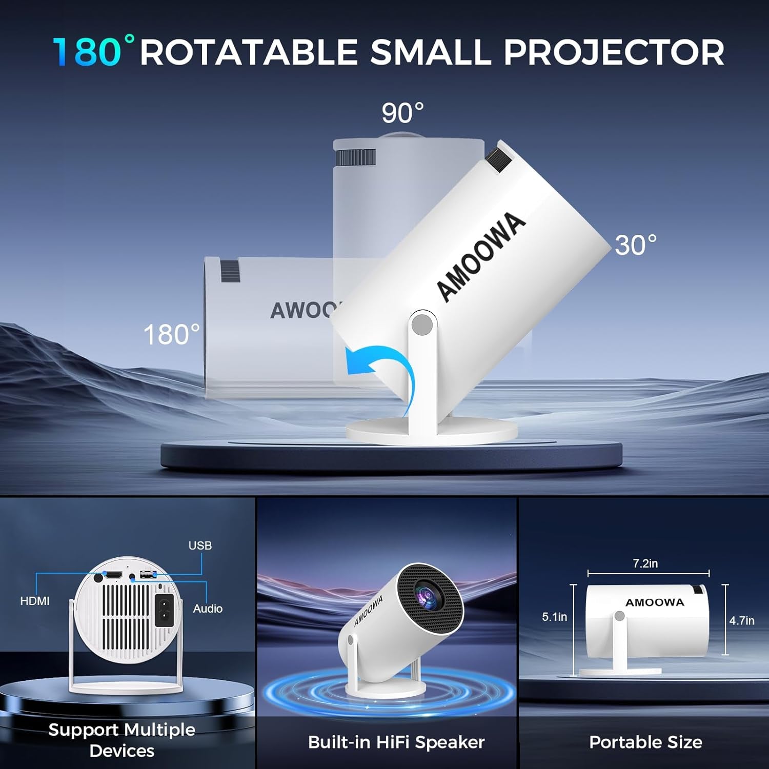 Portable 4K Mini Projector