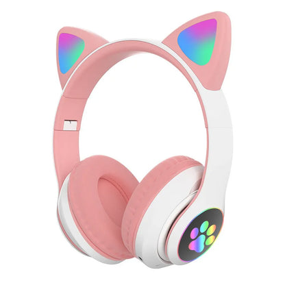 Flashing LED Cute Cat Ears Headphones Bluetooth