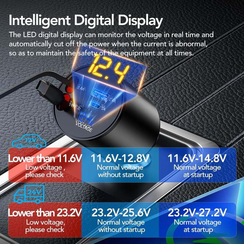 Retractable Car Charger, 4 in 1 Super Fast Car Phone Charger 60W