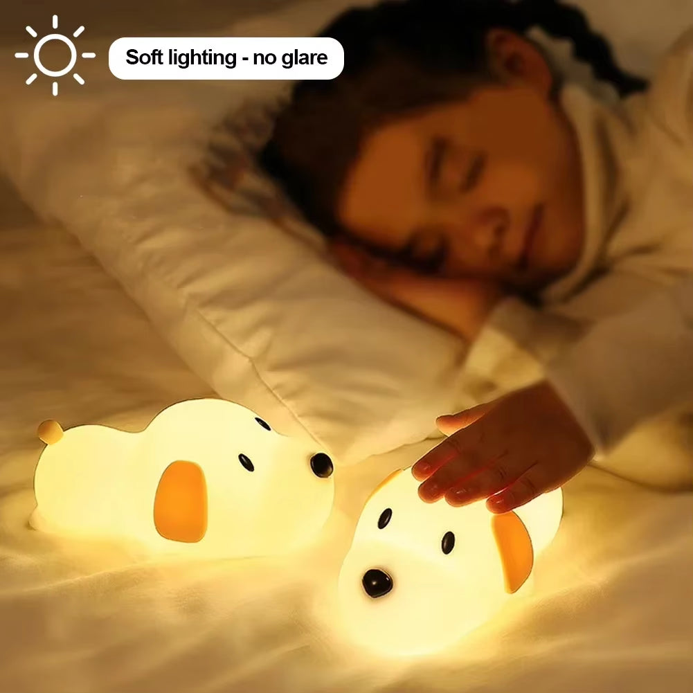 Cute Puppy Dog Touch Senor Night Light Silicone