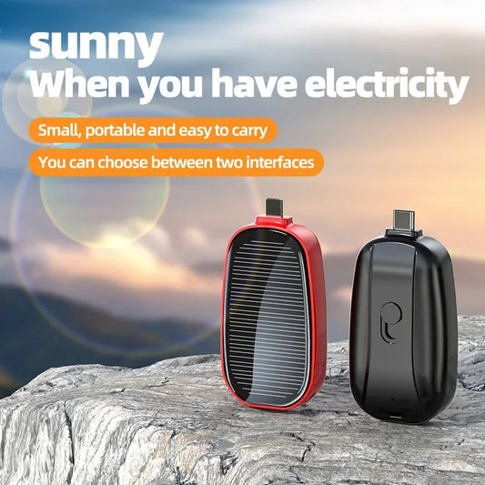 Solar Mini Power Bank Key Ring Portable Charger 