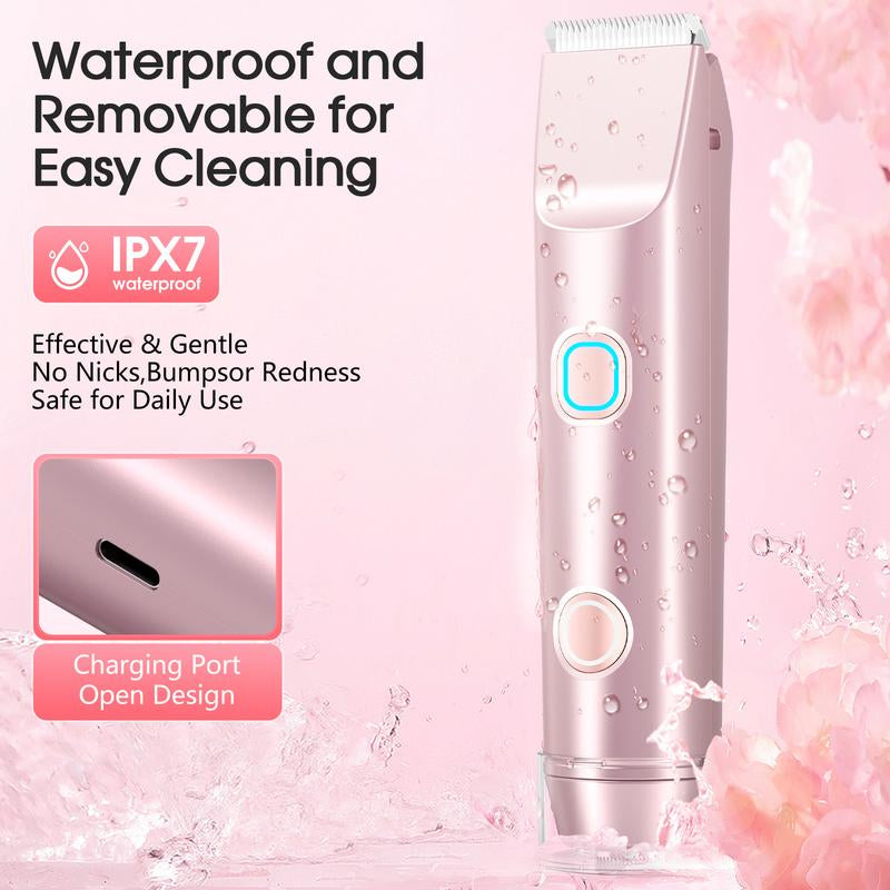 [2025 Upgraded] Matte Peach Bikini Trimmer – Electric Razor for Women, 2-In-1 Dual-Head Shaver, Waterproof & Painless, Ergonomic Handle with Split Controls, Gentle for Sensitive Skin, Gift-Ready Grooming Kit