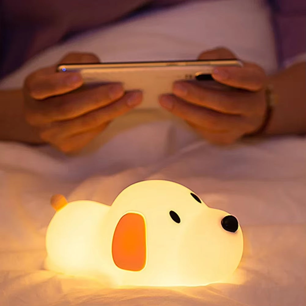Cute Puppy Dog Touch Senor Night Light Silicone