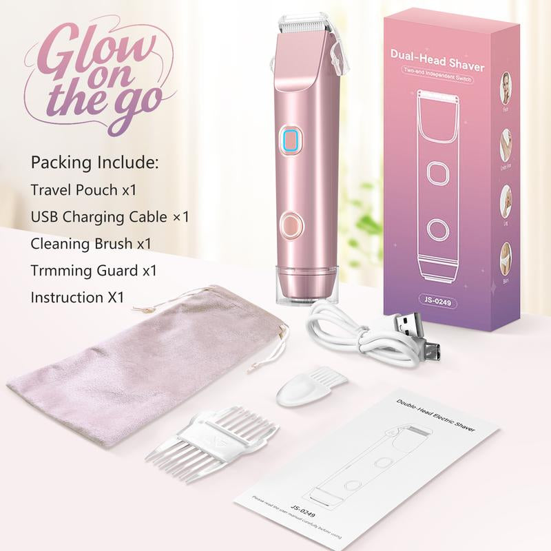 [2025 Upgraded] Matte Peach Bikini Trimmer – Electric Razor for Women, 2-In-1 Dual-Head Shaver, Waterproof & Painless, Ergonomic Handle with Split Controls, Gentle for Sensitive Skin, Gift-Ready Grooming Kit