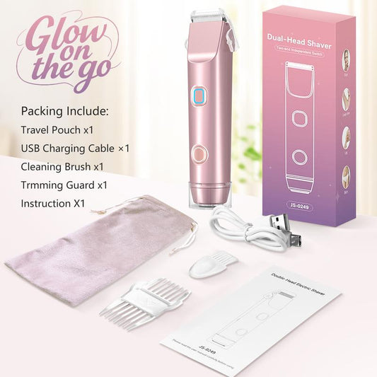 [2025 Upgraded] Matte Peach Bikini Trimmer – Electric Razor for Women, 2-In-1 Dual-Head Shaver, Waterproof & Painless, Ergonomic Handle with Split Controls, Gentle for Sensitive Skin, Gift-Ready Grooming Kit