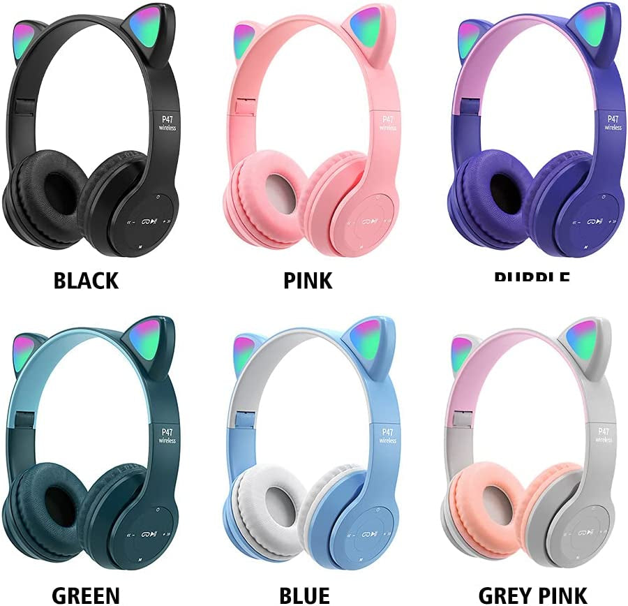 Nuevos Auriculares Oreja Gato Con LED Lindos Bluetooth 5.0