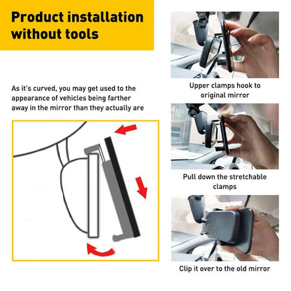 Universal Car Mirror anti Glare Wide-Angle Panoramic 