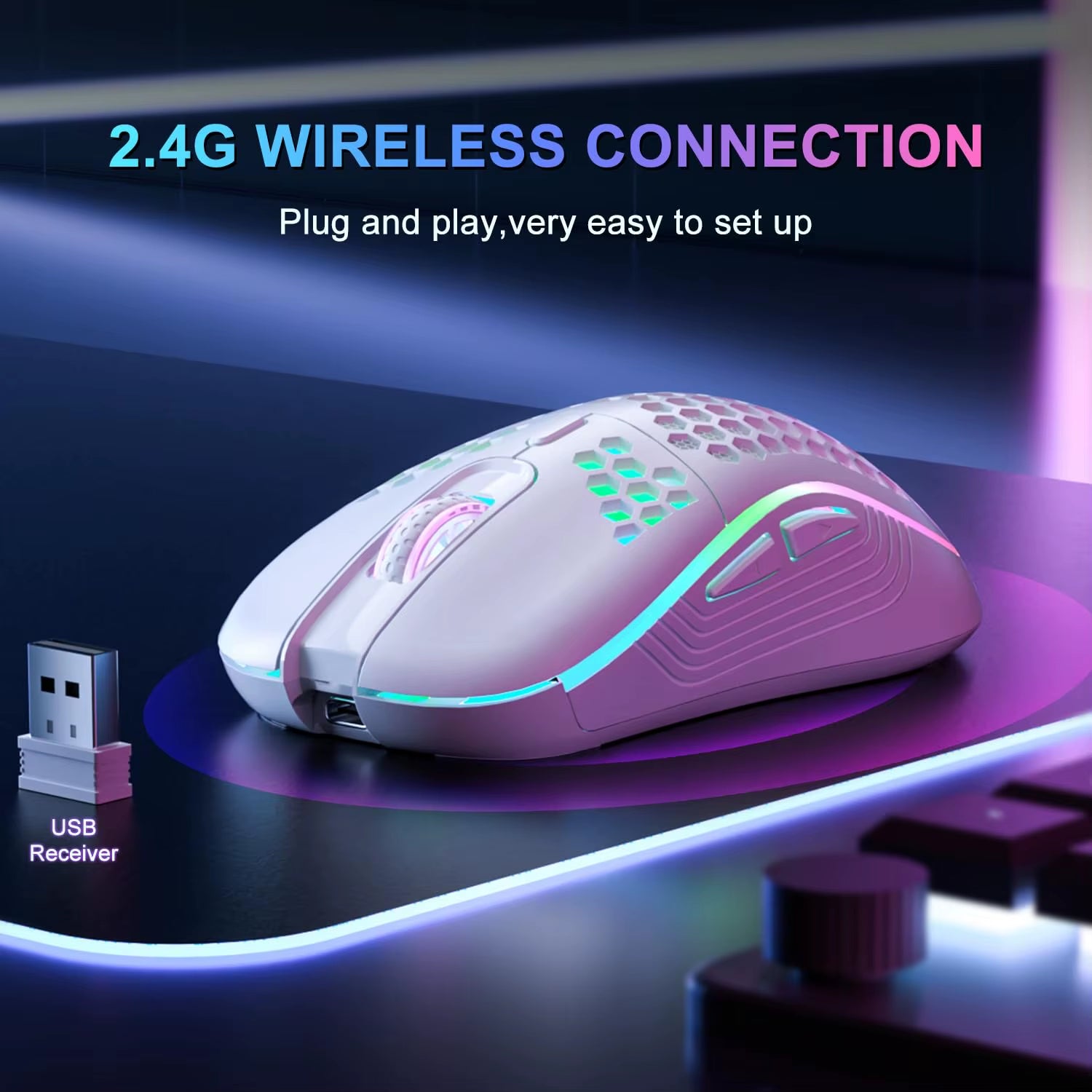 Wireless Mouse with RGB Backlit 6-Button 