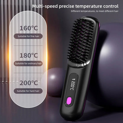 Hair Straightener Brush USB Rechargeable