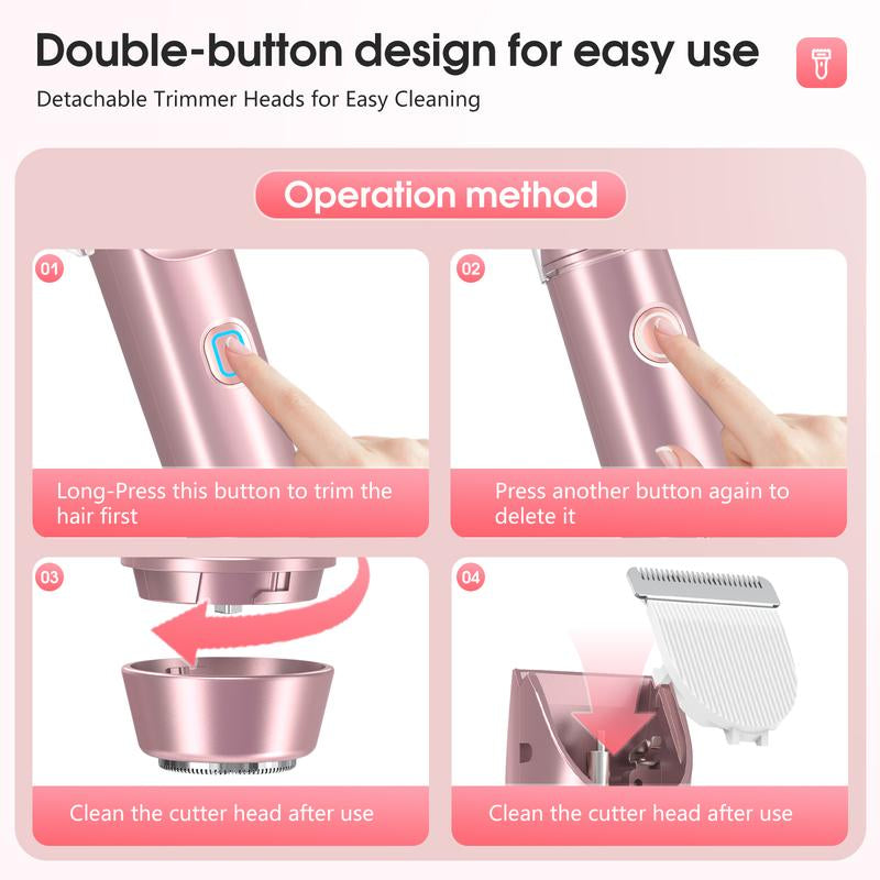 [2025 Upgraded] Matte Peach Bikini Trimmer – Electric Razor for Women, 2-In-1 Dual-Head Shaver, Waterproof & Painless, Ergonomic Handle with Split Controls, Gentle for Sensitive Skin, Gift-Ready Grooming Kit
