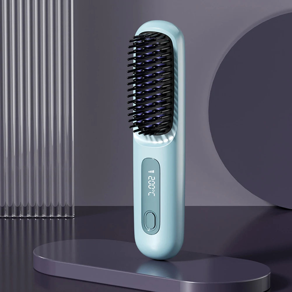 Hair Straightener Brush USB Rechargeable
