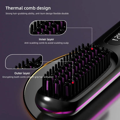 Hair Straightener Brush USB Rechargeable