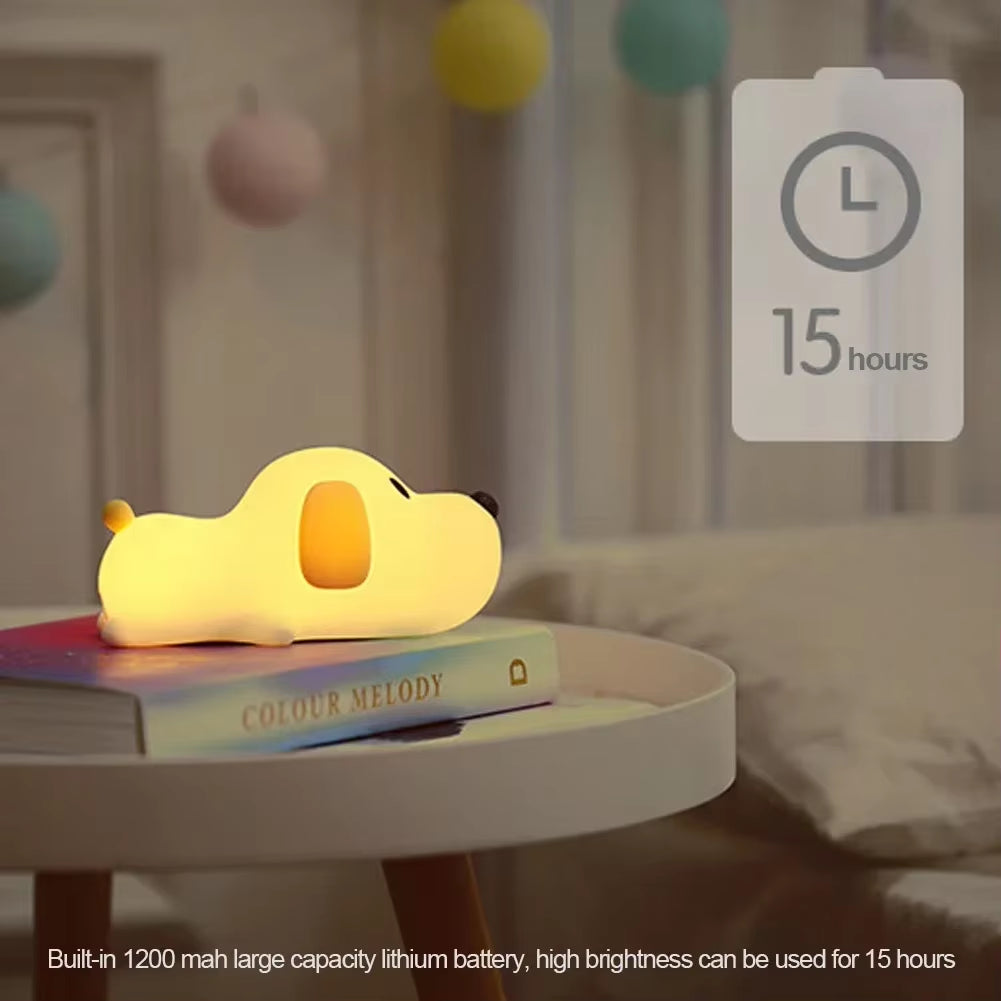 Cute Puppy Dog Touch Senor Night Light Silicone
