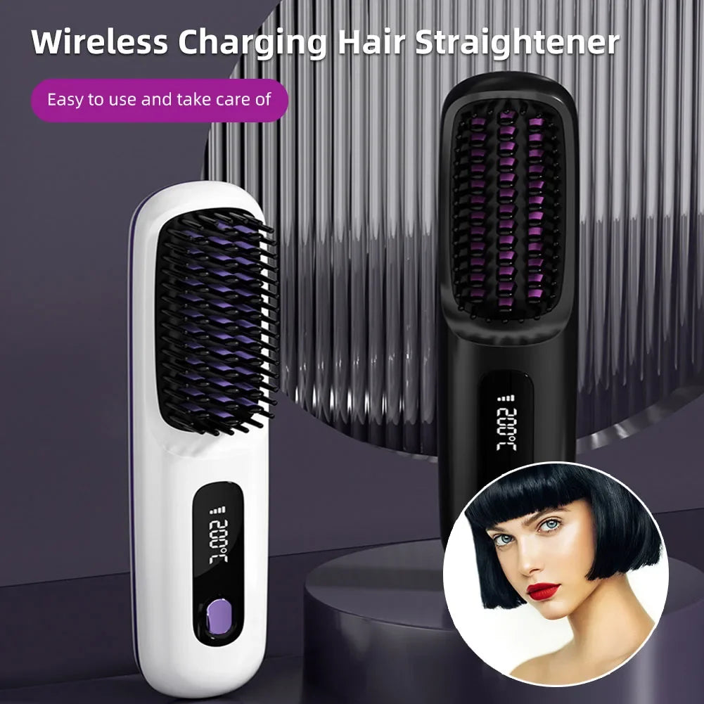 Hair Straightener Brush USB Rechargeable