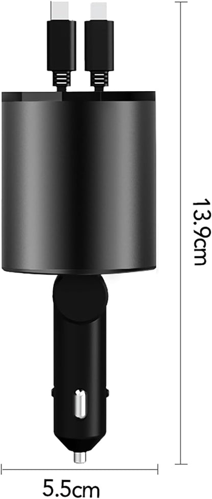 Retractable Car Charger, 4 in 1 Super Fast Car Phone Charger 60W