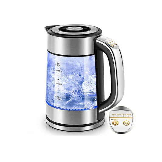 White Electric Kettle 1.7L Double Wall Water Boiler 1200W with Cold Water Boil Auto Shut-Off & Boil-Dry Protection, Durable Household Appliances