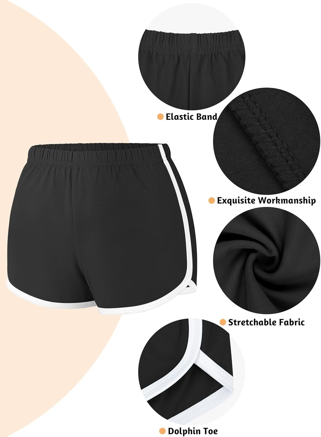 Paquete de 4 pantalones cortos de yoga de algodón para mujer