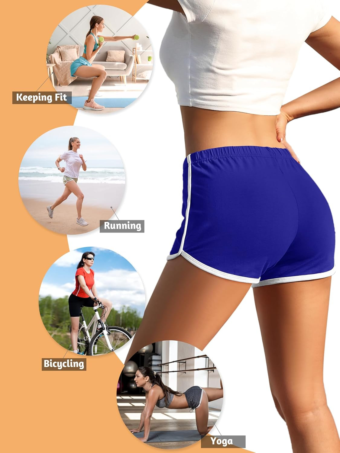 Paquete de 4 pantalones cortos de yoga de algodón para mujer