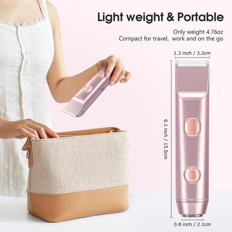 [2025 Upgraded] Matte Peach Bikini Trimmer – Electric Razor for Women, 2-In-1 Dual-Head Shaver, Waterproof & Painless, Ergonomic Handle with Split Controls, Gentle for Sensitive Skin, Gift-Ready Grooming Kit