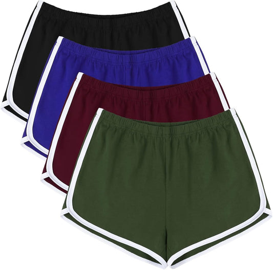 Paquete de 4 pantalones cortos de yoga de algodón para mujer