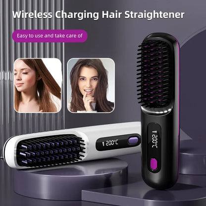 Hair Straightener Brush USB Rechargeable