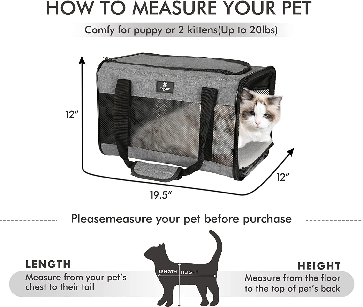 Cat Carrier Dog Carrier Pet Carrier for Small Medium